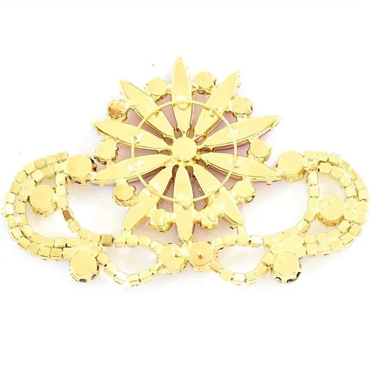 Rhinestone Flower Drip Brooch